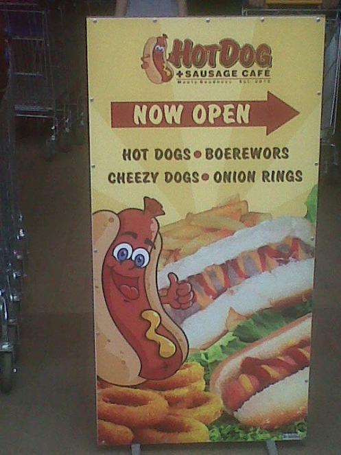 The sign outside Hot Dog and Sausage Cafe
